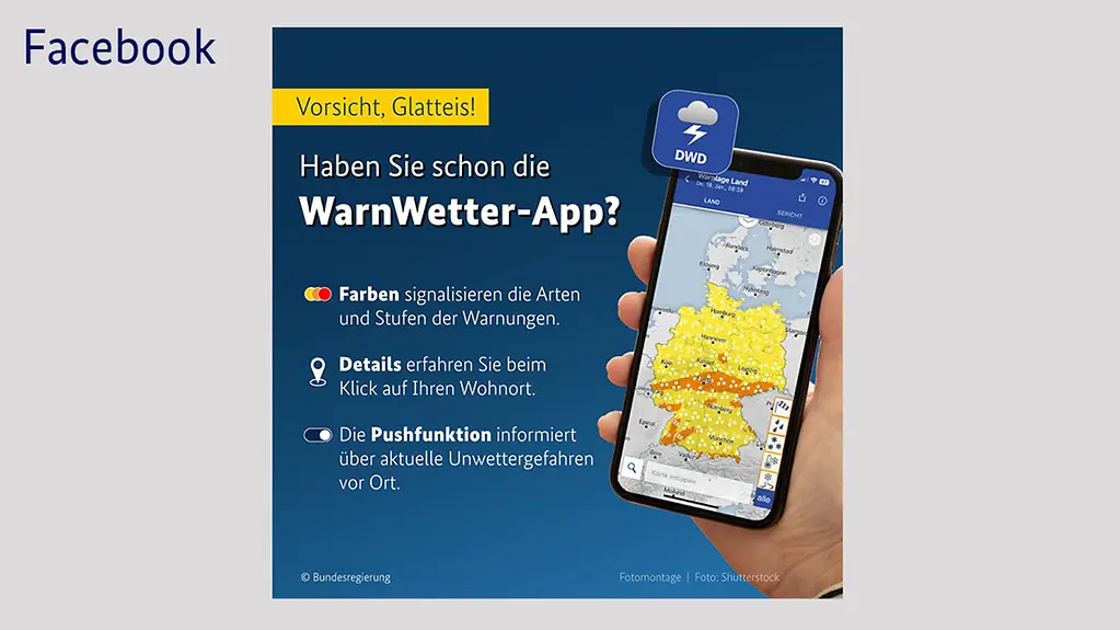 Temperaturen um den Gefrierpunkt, dazu Schnee und Eis. Damit Sie gut durch die aktuell frostige Zeit kommen, empfehlen wir die WarnWetter-App des Deutschen Wetterdienstes - erhältlich im Apple- und Google-Play-Store: