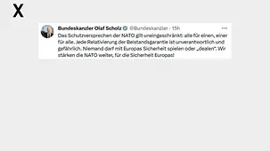 Das Schutzversprechen der NATO gilt uneingeschränkt: alle für einen, einer für alle. Jede Relativierung der Beistandsgarantie ist unverantwortlich und gefährlich. 