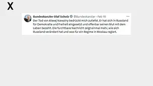 Der Tod von Alexej Nawalny bedrückt mich zutiefst. Er hat sich in Russland für Demokratie und Freiheit eingesetzt und offenbar seinen Mut mit dem Leben bezahlt. 