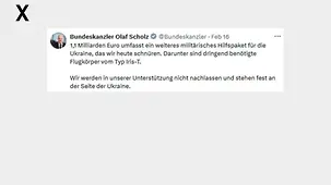 1,1 Milliarden Euro umfasst ein weiteres militärisches Hilfspaket für die Ukraine, das wir heute schnüren. Darunter sind dringend benötigte Flugkörper vom Typ Iris-T.