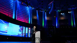 Kanzler Scholz hält eine Rede zur Eröffnung der Hannover Messe.