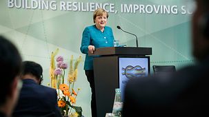 Chancellor Angela Merkel at the Labour20 summit
