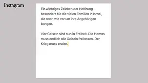 Ein wichtiges Zeichen der Hoffnung – besonders für die vielen Familien in Israel, die nach wie vor um ihre Angehörigen bangen. Vier Geiseln sind nun in Freiheit.