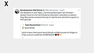 Vier Medaillen in zwei Tagen, und diese goldene geht nach Potsdam - darüber freue ich mich als Potsdamer besonders.