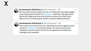 Wir verurteilen die Drohungen aus Iran, von Hisbollah und anderen gegen Israel. 