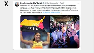 Während wir im Deutschen Haus die Gewinnerinnen und Gewinner der vergangenen Tage feiern, erringt Yemisi Ogunleye Gold im Kugelstoßen!