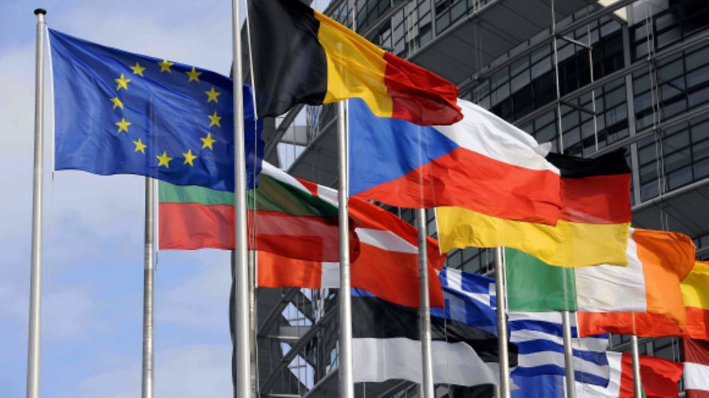Europäische Flaggen in Strasbourg