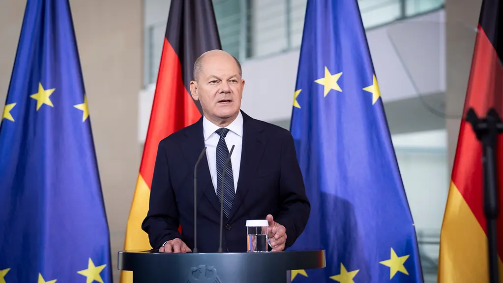 Bundeskanzler Olaf Scholz äußert sich im Kanzleramt zum Ausgang der US-Wahl.
