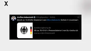 Ankündigung zu Pressestatetment des Bundeskanzlers.