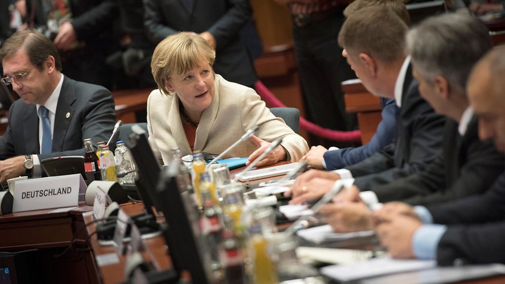Bundeskanzlerin Angela Merkel während einer Sitzung des Europäischen Rates.