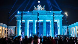 The Brandenburg Gate in blue