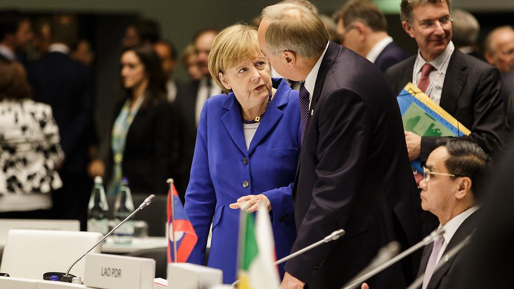 Chancellor Angela Merkel at the start of the ASEM summit
