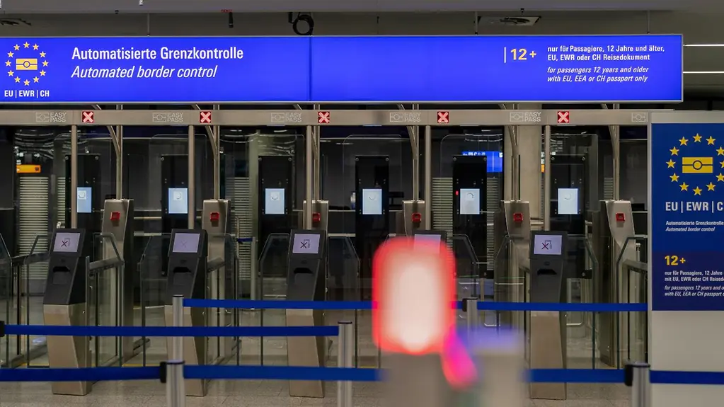 Passport control at Frankfurt/Main airport