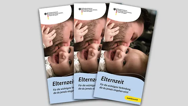 Flyer Elterzeit für Väter: Vater und Kleinkind