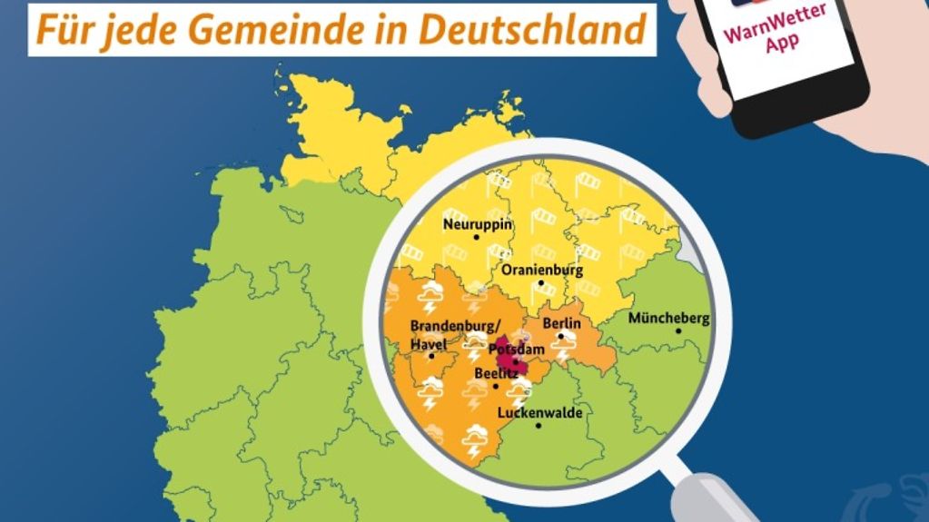 Die Warnwetter-App mit Deutschland-Karte