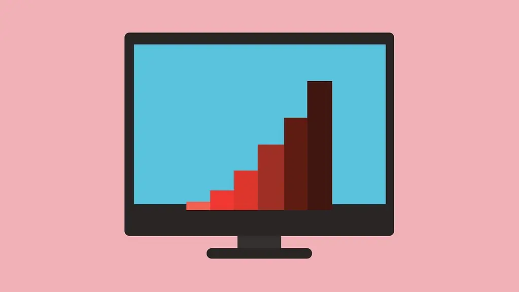 Grafik: Monitor mit steigendem Blockdiagramm