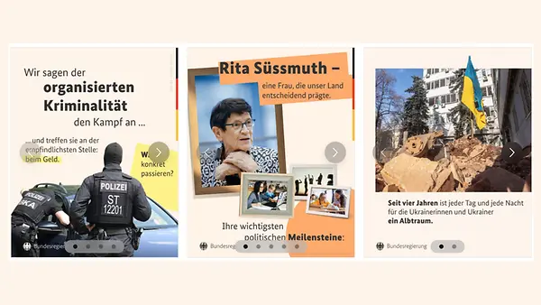 Bundesregierung in den Sozialen Medien: Icon-Übersicht der unterschiedlichen Plattformen