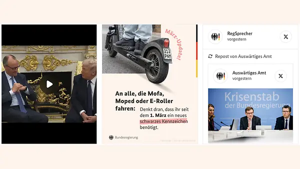 Bundesregierung in den Sozialen Medien: Icon-Übersicht der unterschiedlichen Plattformen