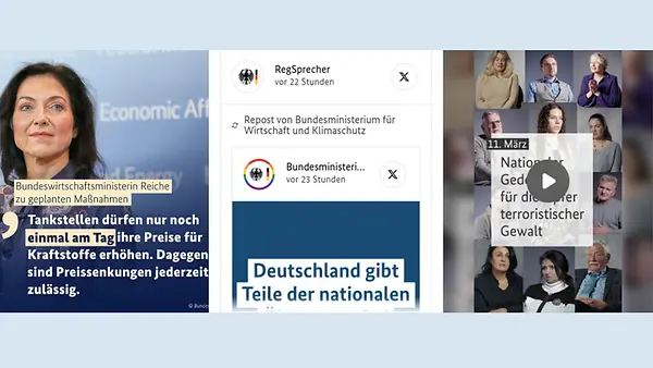 Bundesregierung in den Sozialen Medien: Icon-Übersicht der unterschiedlichen Plattformen