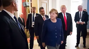 Bundeskanzlerin Angela Merkel empfängt US-Präsident Donald Trump zu einem bilateralen Gespräch im Vorfeld des G20-Gipfels.