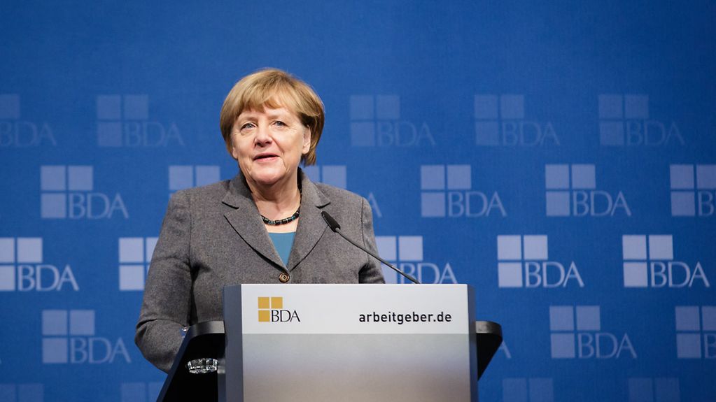 Bundeskanzlerin Angela Merkel spricht auf dem BDA-Arbeitgebertag.