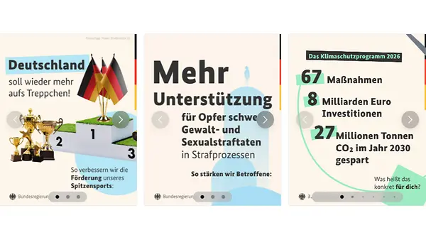 Bundesregierung in den Sozialen Medien: Icon-Übersicht der unterschiedlichen Plattformen