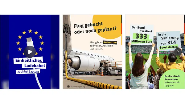 Bundesregierung in den Sozialen Medien: Icon-Übersicht der unterschiedlichen Plattformen