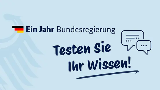 Grafik: 1 Jahr Bundesregierung. Testen Sie Ihr Wissen.