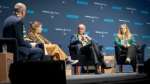 Bundeskanzler Friedrich Mez bei einem Podiumsgespräch beim Katholikentag.