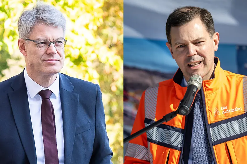 Collage Bundesminister Patrick Schnieder und Staatssekretär Michael Güntner