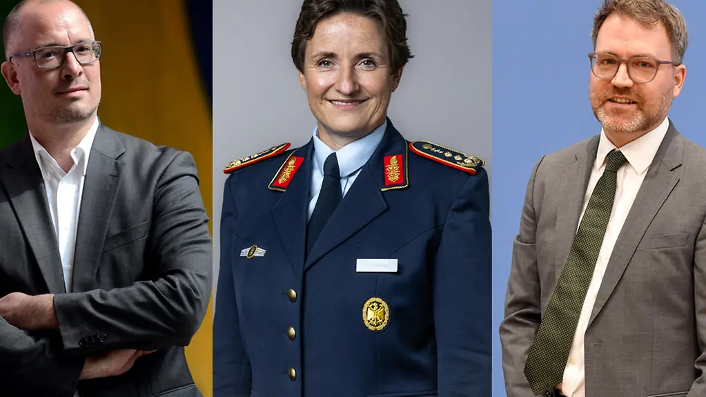 Collage mit Generaloberstabsarzt Dr. Nicole Schilling, Dr. Jan Stöß und Prof. Tobias Bunde