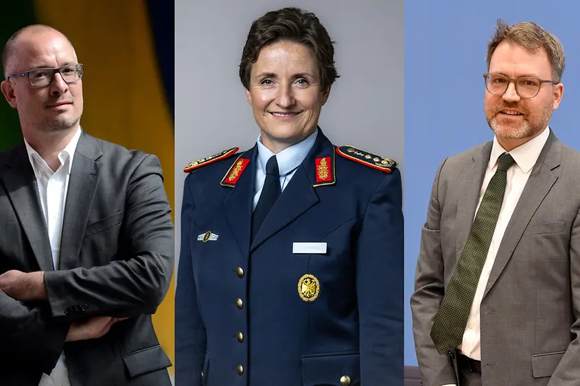 Collage mit Generaloberstabsarzt Dr. Nicole Schilling, Dr. Jan Stöß und Prof. Tobias Bunde
