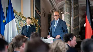Press conference with Macron and Merz following the Ministerial Council summit