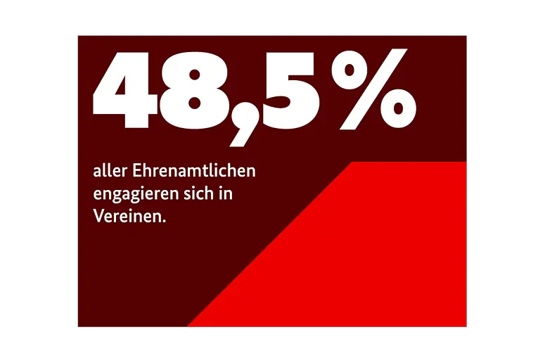 48,5% aller Ehrenamtlichen engagieren sich in Vereinen.