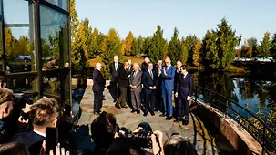 Chancellor Friedrich Merz in a group photo at the EU Arctic Summit.