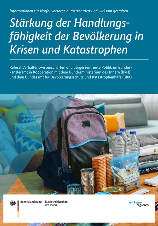 TItel der Broschüre Stärkung der Handlungsfähigkeit der Bevölkerung in Krisen und Katastrophen