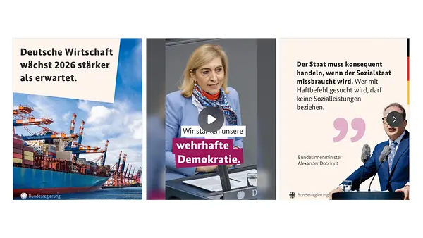 Screenshot der Social Media Wall der Bundesregierung