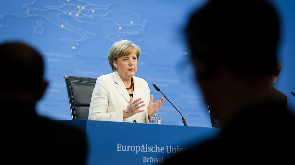 Bundeskanzlerin Angela Merkel bei der abschließenden PK zum informellen europäischen Rat.