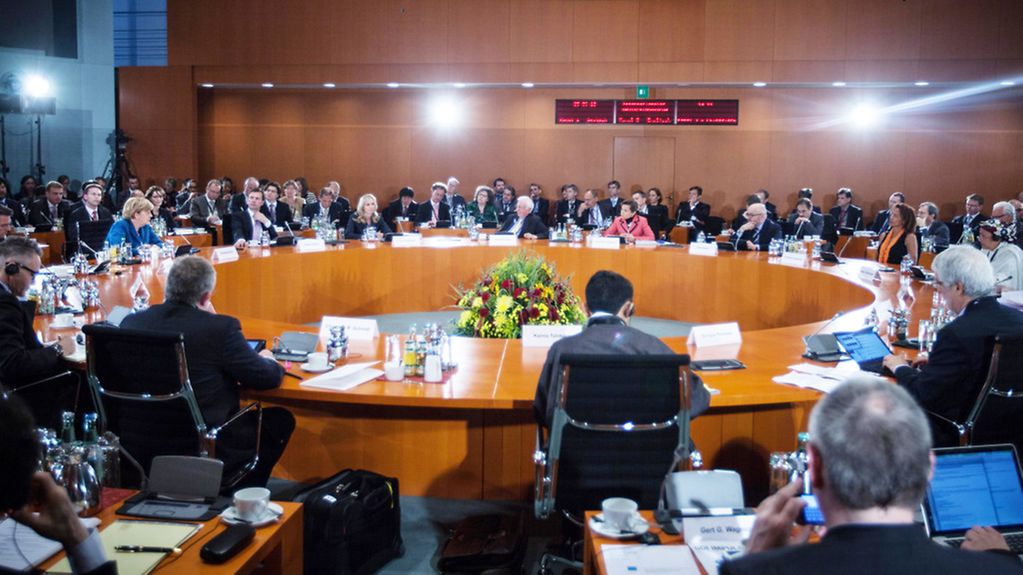 Le deuxième Forum international sur l’Allemagne dans la salle de conférences de la Chancellerie fédérale