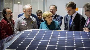 Chancellor Angela Merkel at the Stella stand at the Hannover Messe.