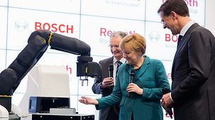 Chancellor Angela Merkel at the Bosch stand at the Hannover Messe