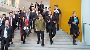 Chancellor Angela Merkel talks with Azerbaijan's President Ilham Aliyev.