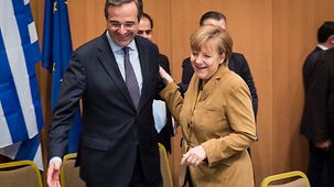 Bundeskanzlerin Angela Merkel und der griechischen Ministerpräsident Antonis Samaras.