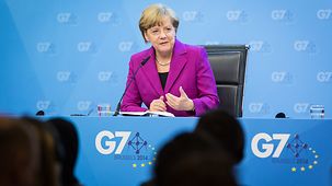 Bundeskanzlerin Angela Merkel auf einer Pk.
