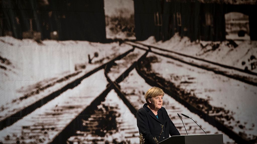 Chancellor Angela Merkel at a Holocaust remembrance ceremony