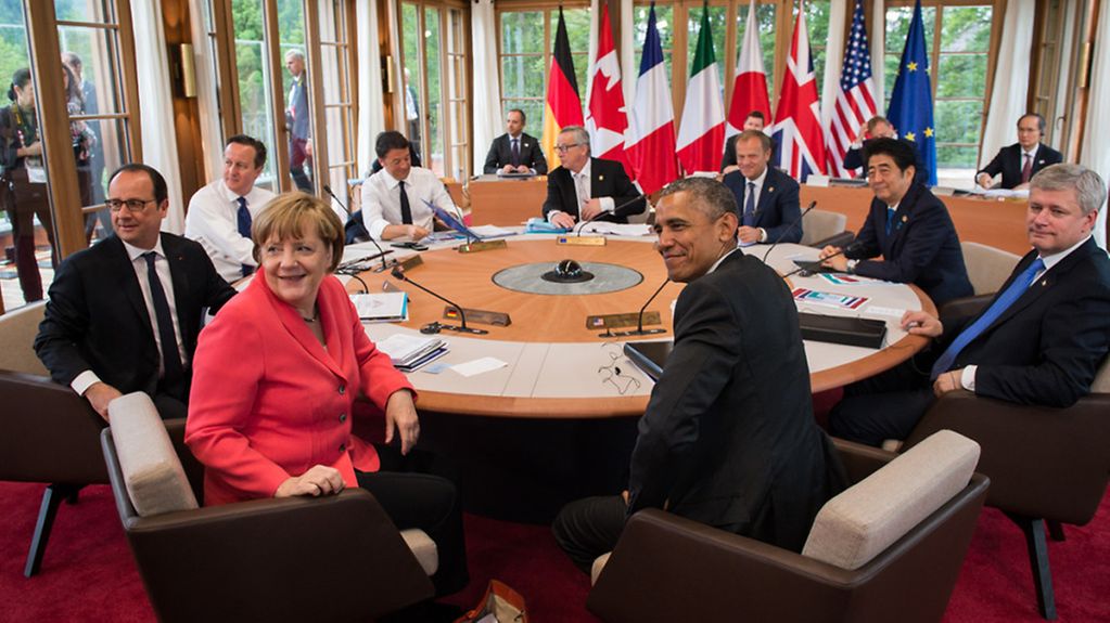 Die Teilnehmer des G7-Gipfels auf Schloss Elmau