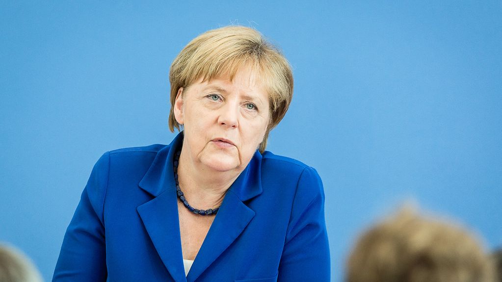 Angela Merkel devant la Conférence de presse fédérale