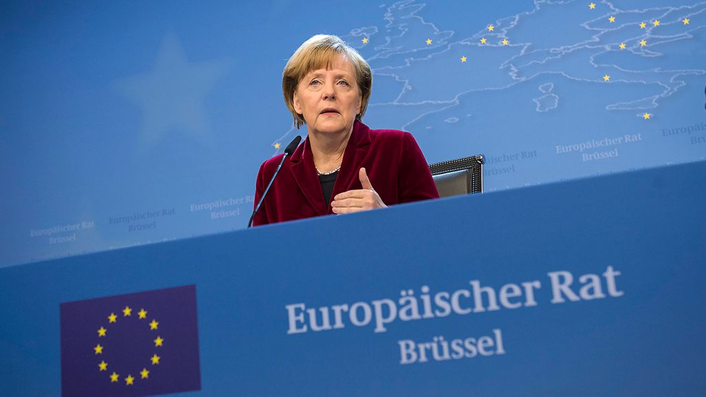 Kanzlerin Merkel bei der Pressekonferenz in Brüssel