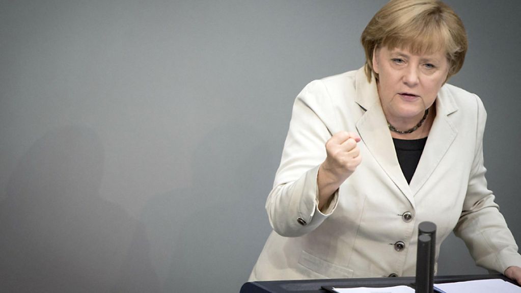 Bundeskanzlerin Angela Merkel während einer Rede in der Debatte zum Haushalt 2013 im Deutschen Bundestag.