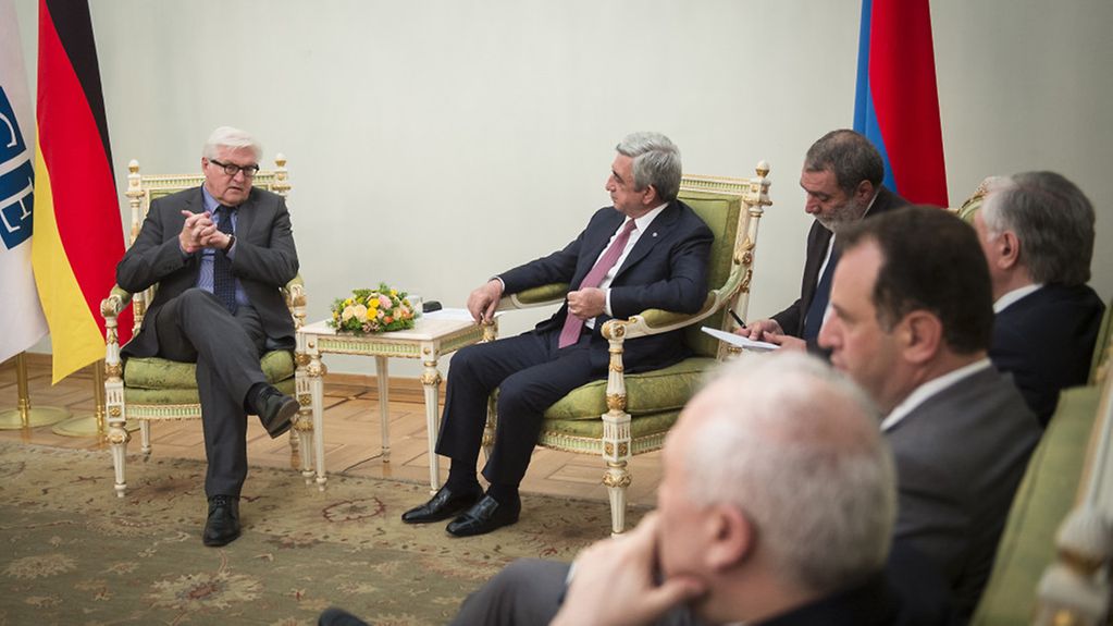 Steinmeier trifft mit dem armenischen Präsidenten Serzh Sargsyan zusammen.